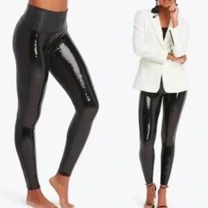Spanx Sequin Faux Leather Leggings Size L MSRP $158